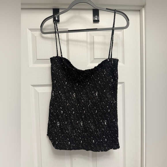 Fiorucci Women’s Black And White Speckled Ruched Tank Top Size 26 NWT - Picture 1 of 5